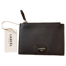 Lancel-Kartenhalter mit Reißverschluss 2 DE 1, NINON-Linie aus genarbtem Rindsleder.-Schwarz