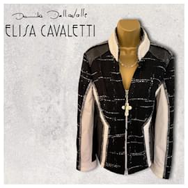 Elisa cavaletti-Elisa Cavaletti von Daniella Dallavalle Damen Schwarz-Weiß-Jacke UK 12 EU 40-Schwarz,Weiß