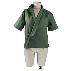 Kenzo Top Blazer Kimono Verde in Cotone Verde