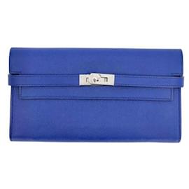 Hermès-Portafoglio classico Hermes Kelly-Blu