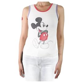 Saint Laurent-Cremefarbenes Mickey-Mouse-Waffel-Tanktop – Größe S-Roh