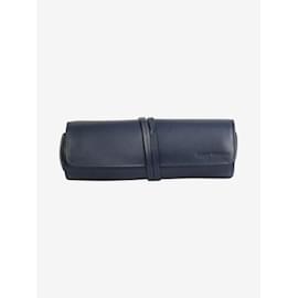 Autre Marque-Navy Leather travel jewellery pouch-Other