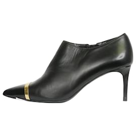 Saint Laurent-Black ankle boot with pointed toe and gold stripe detail - size EU 38-Black