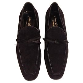 Silvano Lattanzi Schwarzer Wildleder-Slipper Schwarz