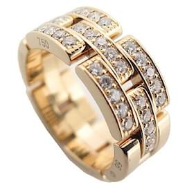 Cartier-BAGUE CARTIER PANTHERE MAILLONS T56 OR JAUNE 18K & 35 DIAMANTS 0.7CT RING-Doré