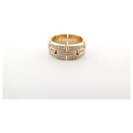 Cartier-BAGUE CARTIER PANTHERE MAILLONS T56 OR JAUNE 18K & 35 DIAMANTS 0.7CT RING-Doré