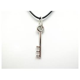 Hermès-NEW HERMES PENDANT KEY NECKLACE lined TRIPLE TOUR BRACELET IN PALLADIAN STEEL-Silvery