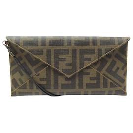 Fendi-NEW FENDI MONOGRAM FF POUCH 7M0130 POUCH CLUTCH CROSSBODY-Brown
