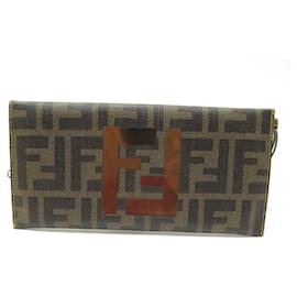 Fendi-NEW FENDI MONOGRAM FF POUCH 7M0130 POUCH CLUTCH CROSSBODY-Brown