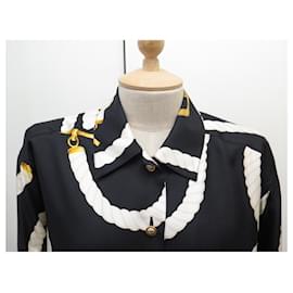 Céline-VINTAGE DRESS CELINE MUNICH SHIRT 42 l 3045/809 BLACK SILK DRESS-Black