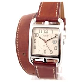 Hermès-VINTAGE HERMES CAPE COD lined TOWER CC WATCH1.710 40 MM STEEL AUTOMATIC-Silvery