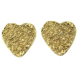 Yves Saint Laurent-VINTAGE YVES SAINT LAURENT HEART EARRINGS IN GOLD METAL HEART EARRINGS-Golden