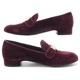 Chanel-NEW CHANEL LUCKY CHARMS G SHOES35182 Church´s Loafers 39.5 VELVET LOAFERS-Dark red