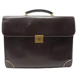 VINTAGE GUCCI BAGS WITH BELLOWS BACKPACK DOCUMENT HOLDER BROWN LEATHER BRIEFCASE Brown