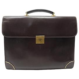 Gucci-VINTAGE GUCCI BAGS WITH BELLOWS BACKPACK DOCUMENT HOLDER BROWN LEATHER BRIEFCASE-Brown