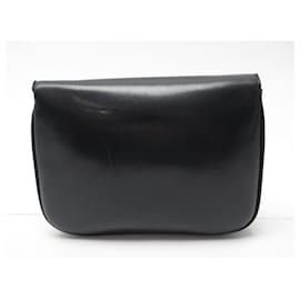 Céline-VINTAGE CELINE HANDBAG WITH KNOT CLASP NAVY BLUE BOX LEATHER HAND BAG-Navy blue