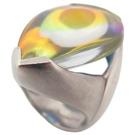 BAGUE BACCARAT PSYDELIC CRISTAL T49 ARGENT MASSIF CRYSTAL 925 SILVER RING Argenté