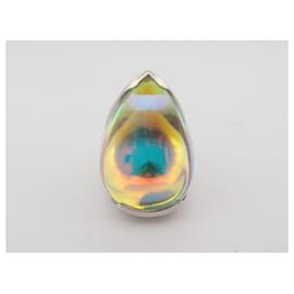 Baccarat-BAGUE BACCARAT PSYDELIC CRISTAL T49 ARGENT MASSIF CRYSTAL 925 SILVER RING-Argenté