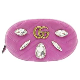 Gucci-NEW GUCCI MARMONT BELT BAG 476434 IN PINK VELVET AND STRASS NEW BAG-Pink