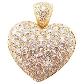 Autre Marque-HEART PENDANT IN YELLOW GOLD 18K & DIAMONDS 4 ct 15.2 GRAMS YELLOW GOLD PENDANT-Golden