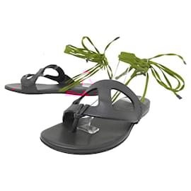 Hermès-HERMES SPARTAN ANCHOR CHAIN SHOES 37 LEATHER SANDALS SANDALS SHOES-Brown