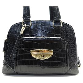 NOVO LANCEL ADJANI NA BOLSA03432 BOLSA DE COURO NOVA DE COURO CROCO Preto