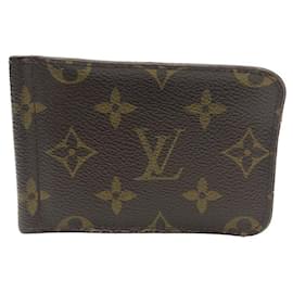 Louis Vuitton-LOUIS VUITTON M MONEY CLIP6654 BILL CLIP MONOGRAM CANVAS CARD HOLDER-Brown