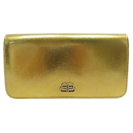 Balenciaga-NEW BALENCIAGA LONG BB WALLET 601479 IN GOLD LEATHER NEW GOLD WALLET-Golden