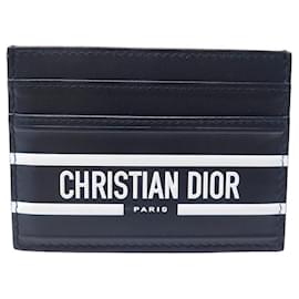 Christian Dior-PORTA-CARTÃO DIOR VIBE CINCO SLOT S6220PORTA-CARTÃO OSGQ AZUL MARINHO EM COURO-Azul marinho