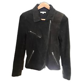 Ba&Sh Perfecto Blouson en daim chocolat Chocolat