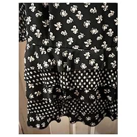 Diane Von Furstenberg-DvF Fionna silk dress with daisy print and ruffle details-Black