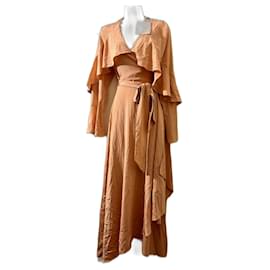 Diane Von Furstenberg-Robe de soirée DvF comme robe portefeuille avec cape-Pêche