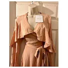 Diane Von Furstenberg-DvF evening gown as a wrap dress with cape-Peach