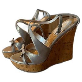 Christian Dior Metallic Leather Sandals Metallic