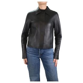 Joseph Schwarze Jose-Jacke aus gebundenem Leder – Größe UK 8 Schwarz
