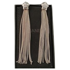 Chanel-Chanel CC Star Tassel Earrings-Silvery