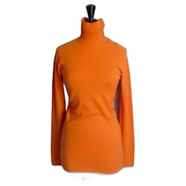 Chanel-CHANEL Superb orange cashmere sweater T38 very good condition-Orange