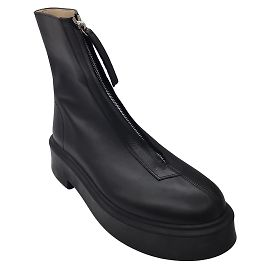 Stivaletti in pelle con plateau e zip neri The Row Nero