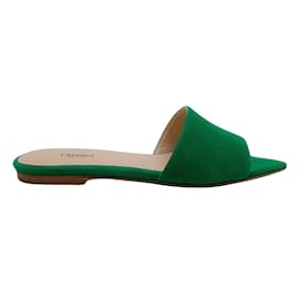 L'Agence-L'Agence Green Suede Serena Slide Sandals-Green