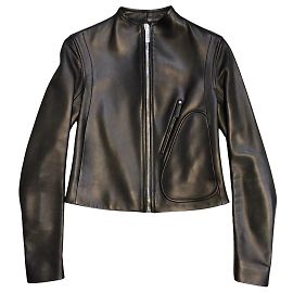 Giacca da motociclista in pelle di agnello con zip intera nera The Row Nero