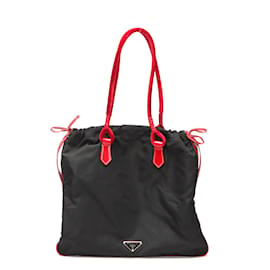 Prada-Tessuto Drawstring Tote Bag-Black