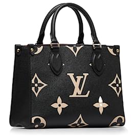 LOUIS VUITTON Onthego GM Monogram Empreinte Leather Tote Bag Black - H