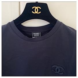 Chanel-CHANEL CC Logotipo Marinho Top Tamanho S/M **NOVIDADE**-Azul marinho
