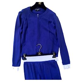 Chanel-CHANEL Logo CC Cashmere Tracksuit-Blue