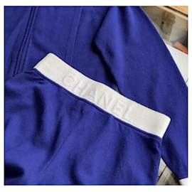 Chanel-CHANEL Logo CC Cashmere Tracksuit-Blue