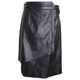 Saia assimétrica Acne Studios em couro de cordeiro preto Preto