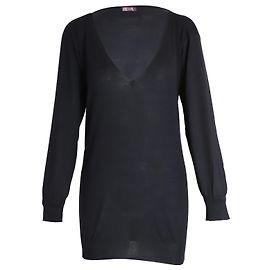 Stella Mc Cartney Stella McCartney Pull Col V en Soie Cachemire Noir Noir