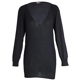 Stella Mc Cartney-Stella McCartney V-neck Sweater in Black Cashmere Silk-Black