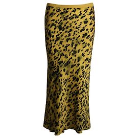 Saia midi com estampa de leopardo Anine Bing em seda amarela Amarelo