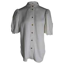 Khaite-Khaite Puffed Sleeve Shirt in White Acetate-White